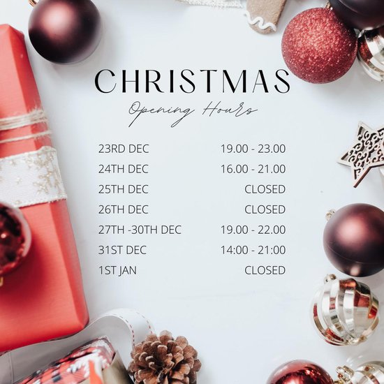 Christmas Opening Hours