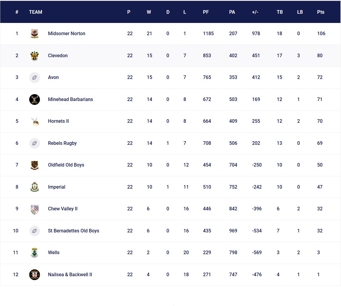 Final 2024 - 2025 League Table