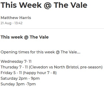 This week @The Vale