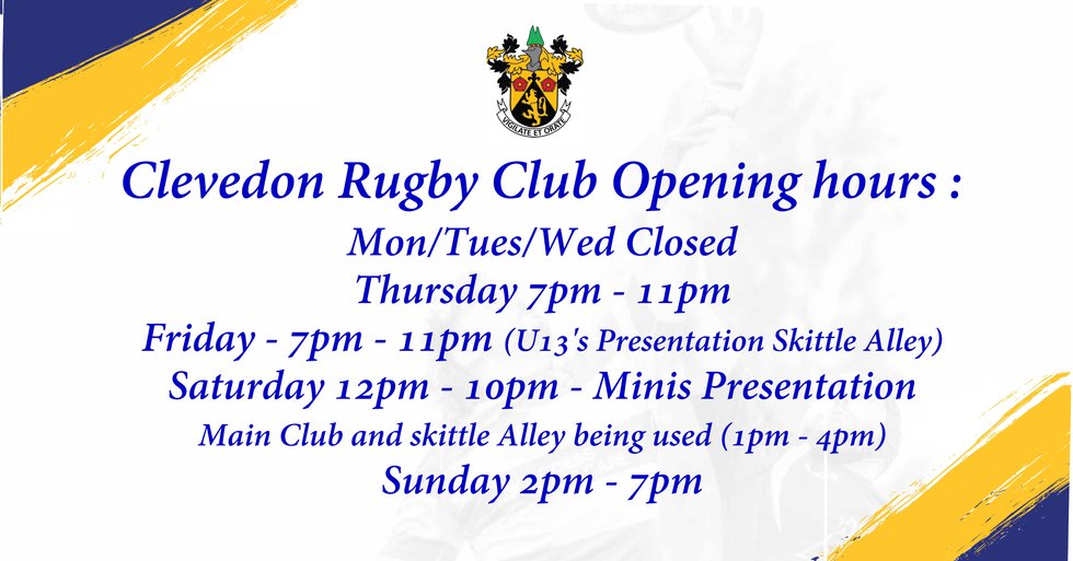 Opening Hours Week Commencing 29th April